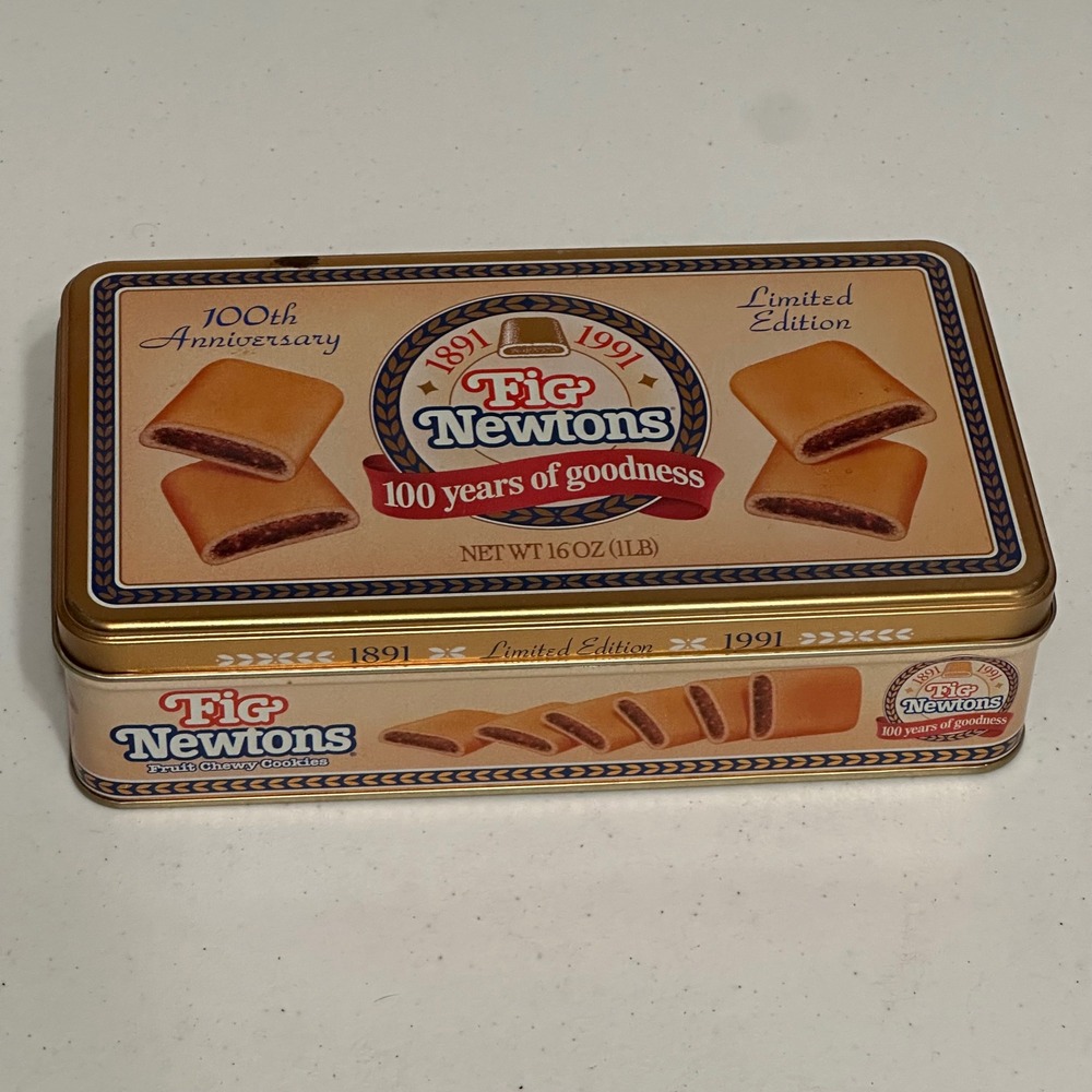 Nabisco Fig Newtons 100th Anniversary Commemorative Cookie Tin Vintage 1991 16oz